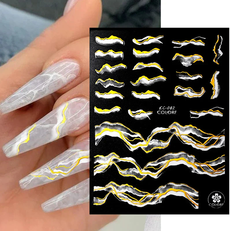 Purple Marble Nails Stickers Smoke Design Manicure Decals