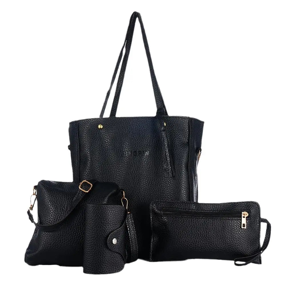 4pcs/set Women Handbag Messenger PU Leather Shoulder Bag