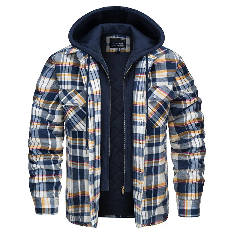 MAGCOMSEN Men's Flannel Shirt Jacket with Removable Hood