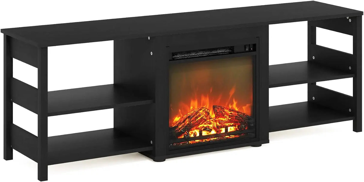 Furinno Classic 70 Inch TV Stand with Fireplace,