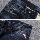 Italian Style Fashion Men Jeans Retro Dark Blue