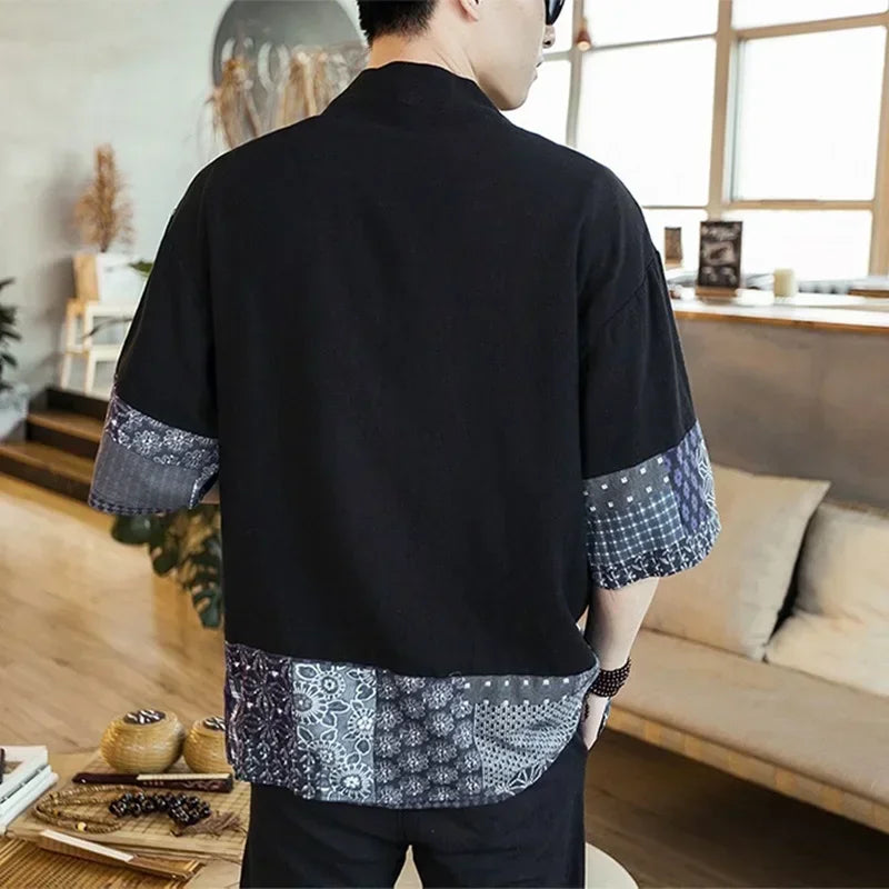 Japanese Kimono Men Cardigan Streetwear Traditional Japanese Samurai