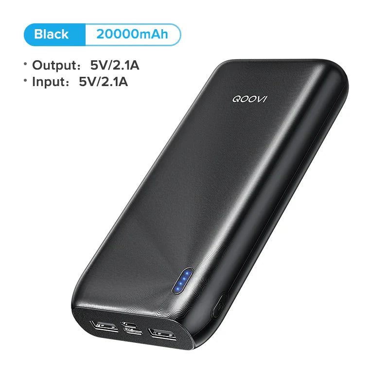 QOOVI 10000mAh Power Bank Ultra-thin Portable Charger For