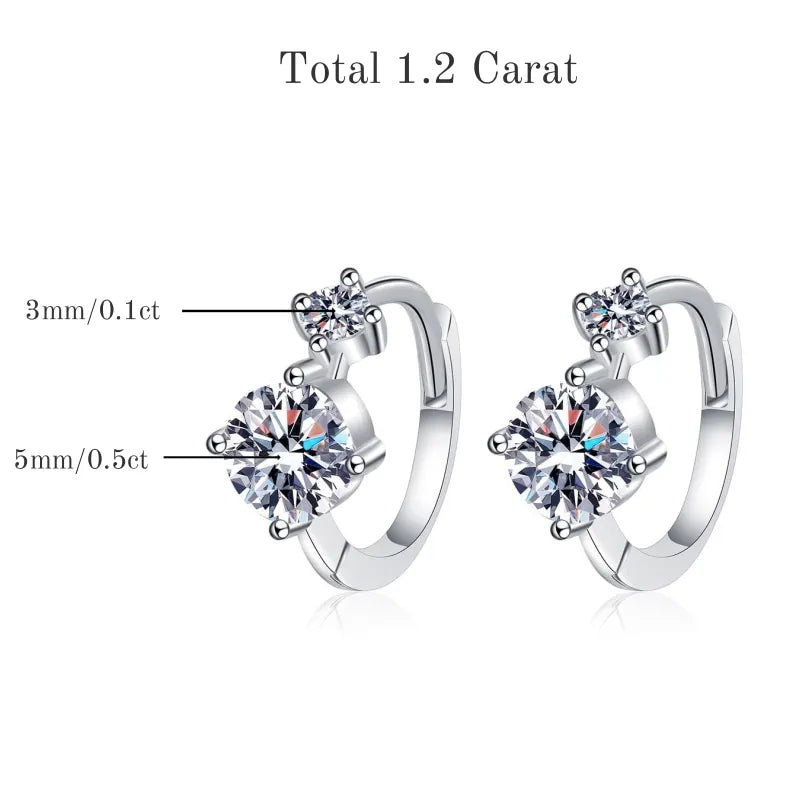 TBCYD 5mm D Color Moissanite Hoop Earrings For