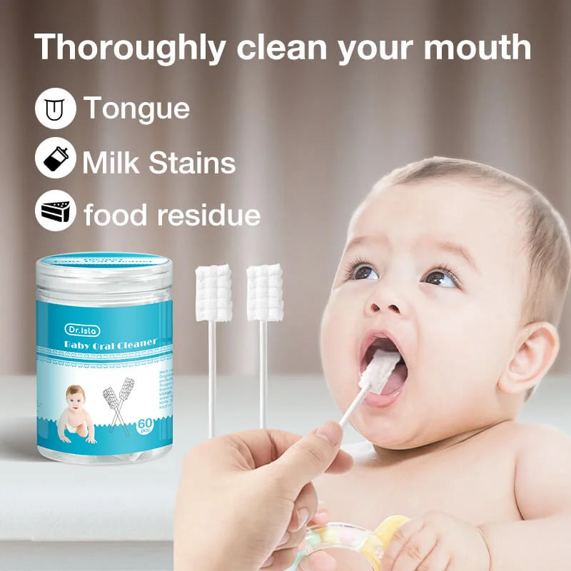 60Pcs Baby Tongue Cleaner Disposable Gauze Toothbrush Paper