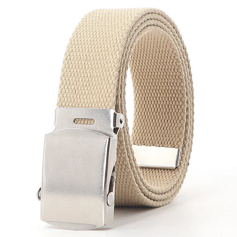 Colorful Canvas Weave Belt Casual Alloy Buckle Waistband