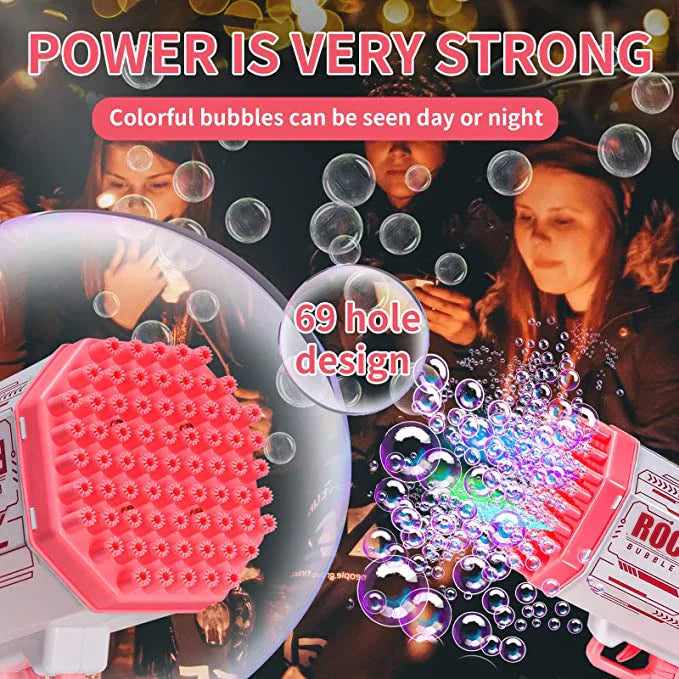 Bubble Gun Kids Toys Rocket 69 Holes Soap