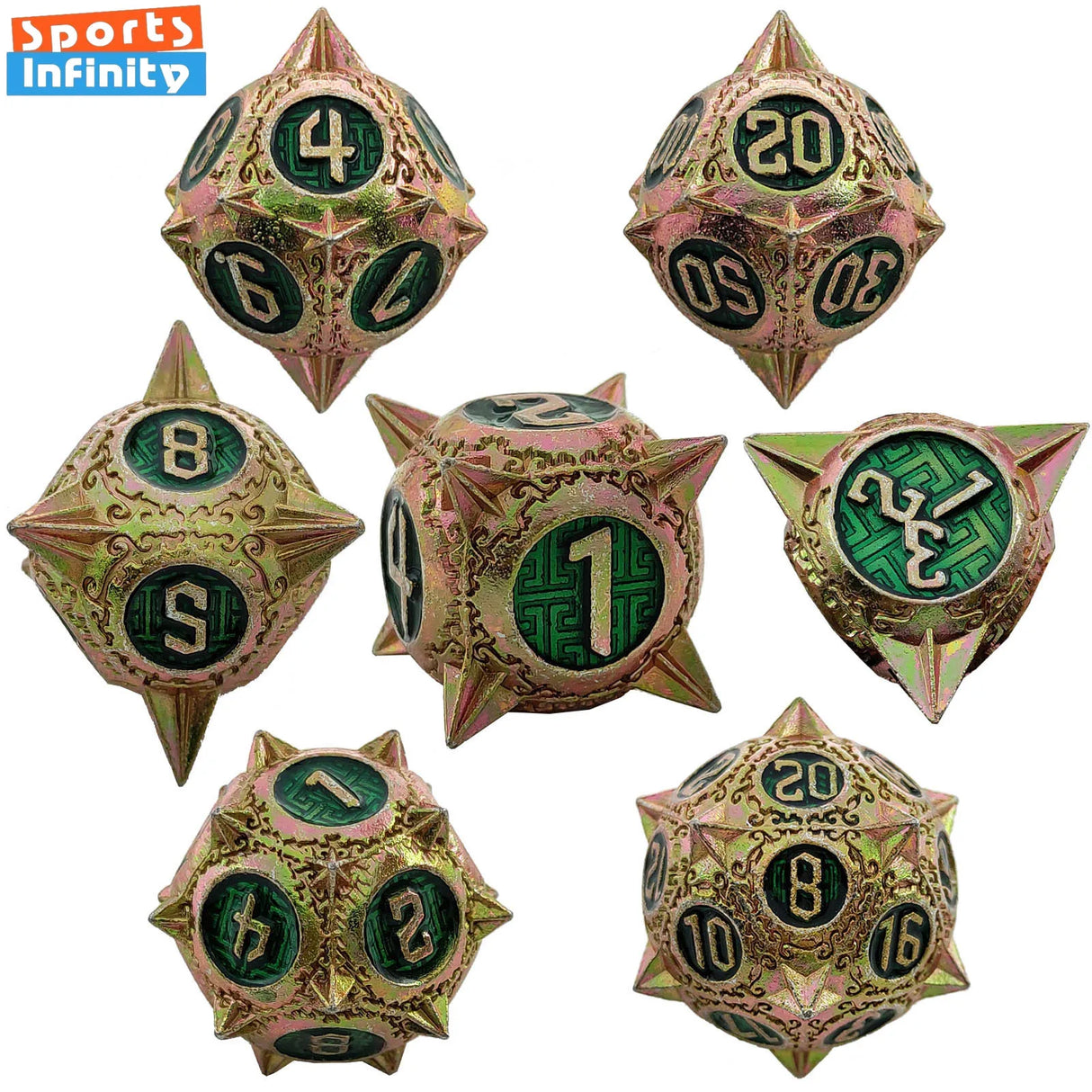 7pcs Solid Metal Dice Beautiful and Finely Crafted