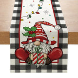 Linen Christmas Table Runner Snowman Xmas Tree Home