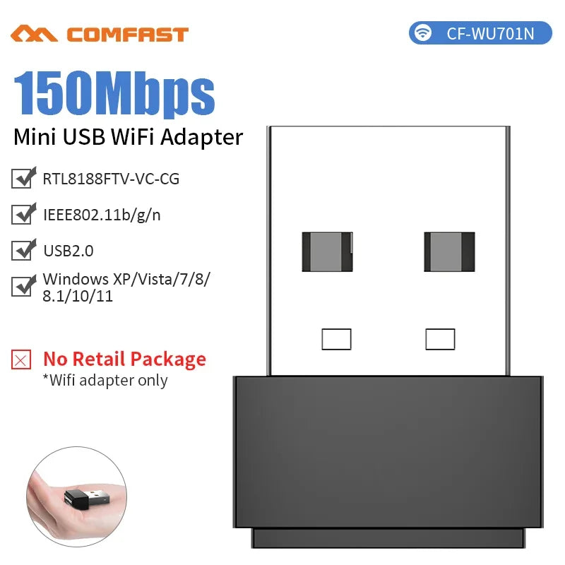 10pcs RTL8188EUS/RTL8188FTV Mini USB Wifi Adapter 150Mb Wi-Fi