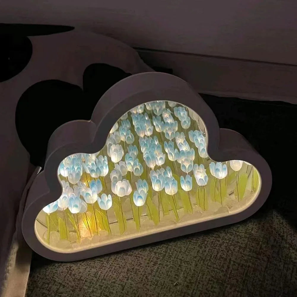 Clouds Tulip Lamps LED Night Light Mirror Table