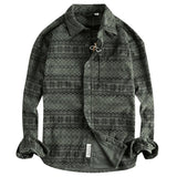 Autumn New American Retro Long-Sleeve Lapel Corduroy Printed