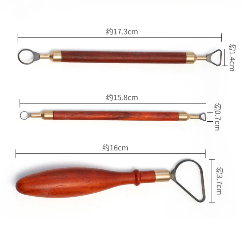Tungsten Steel Ring-shaped Double-head Trimming Scraper Wooden Handle