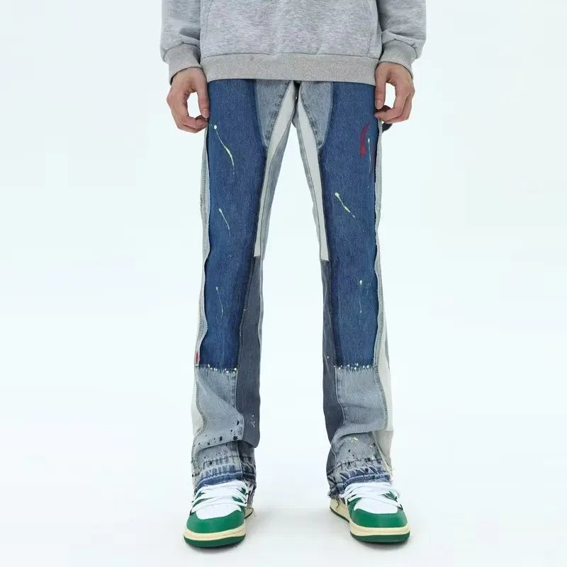 2024 Kanye Painting Patch Baggy Stacked Jeans Y2K