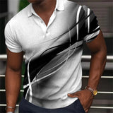 Fashion Men'S Polo Shirt Gradient Line Summer Short