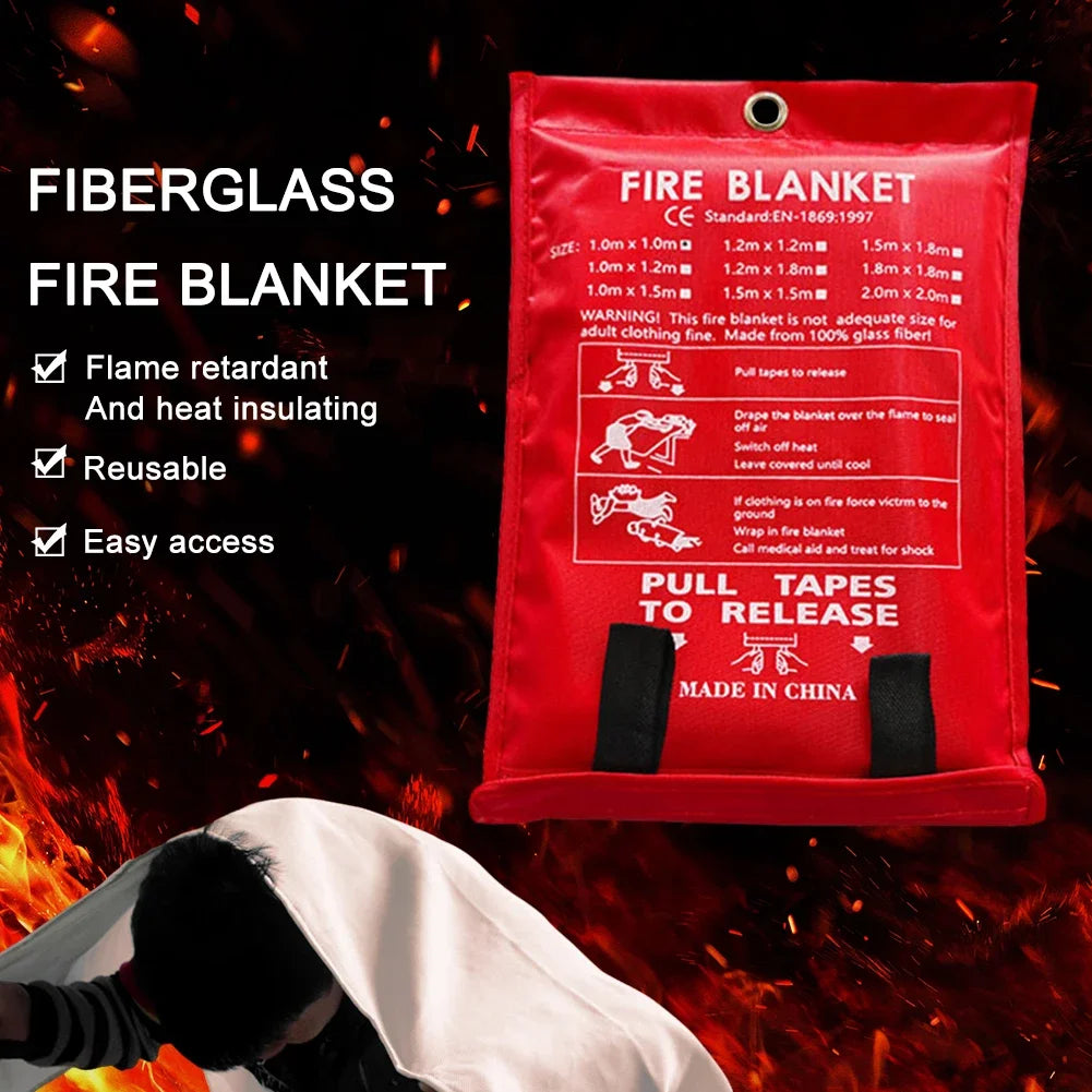 1/1.2/1.5/2M Safety Fire Blanket Fiberglass Emergency Survival Fire