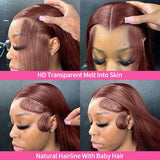 Reddish Brown Lace Front Human Hair Wigs Pre