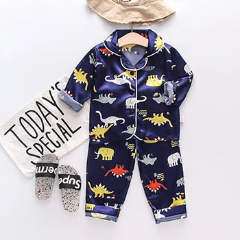 Toddler Girls Silk Satin Pajamas Sets Cartoon Kids