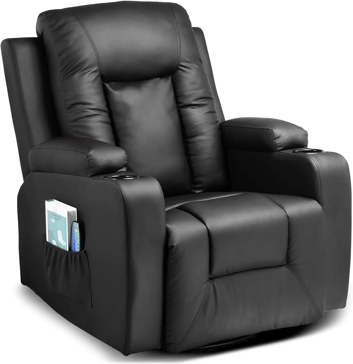 COMHOMA Leather Recliner Chair Rocker with Heated Massage