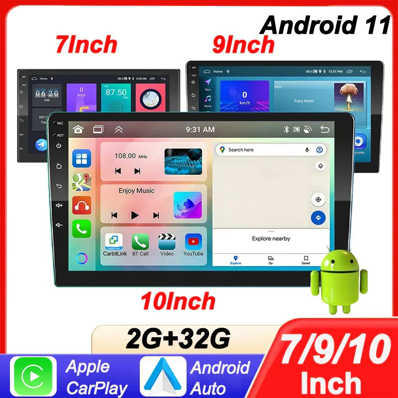 7"9"10" Android 11 Car Radio Androidauto Carplay 2