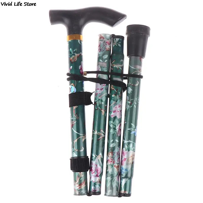 Adjustable 8493cm Folding Walking Stick Sturdy Printed Travel