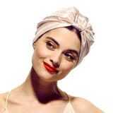 Women Stretch Silk Imitation Nightcap Fashion Color Contrast