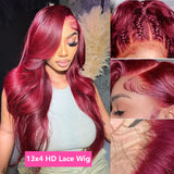99j Burgundy Lace Front Human Hair Wig 13x4