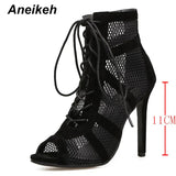 Aneikeh 7CM Middle Heel Dance Hollow Out Ankle