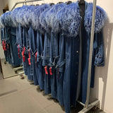 Denim Coat Long 2024 New Coming Denim Windbreak