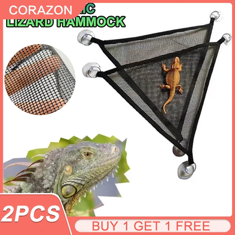 2 Pack Bearded Dragon Hammock Lizard Lounger Ladder