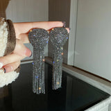 Fashion Statement Earring Long Full Rhinestone Big Earrings