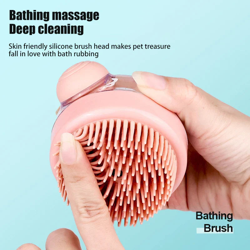 Pet Bathing Brush With Shower Gel Dispenser Multifunctional