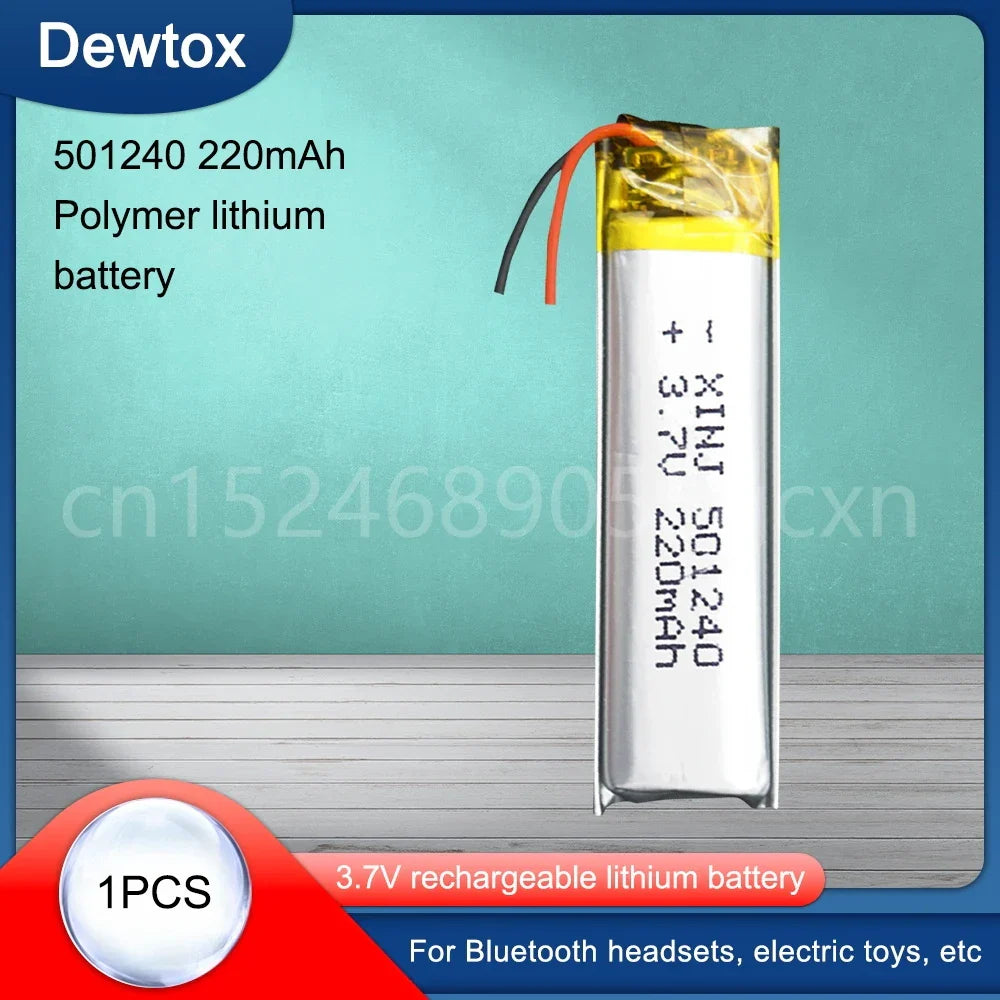 3.7V 220mAh 501240 Battery Li-Polymer Rechargeable Battery 501240