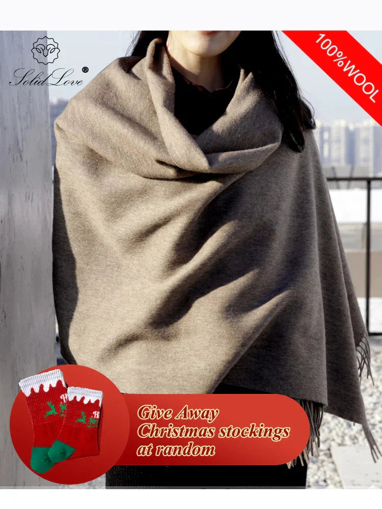 100 Wool Scarf Women Thickening Cashmere Winter Scars