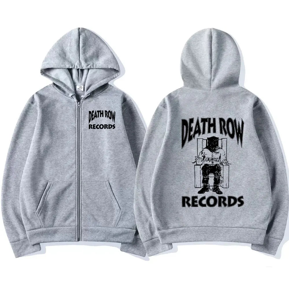 Death Row Records Zipper Hoodies Rapper Tupac 2pac