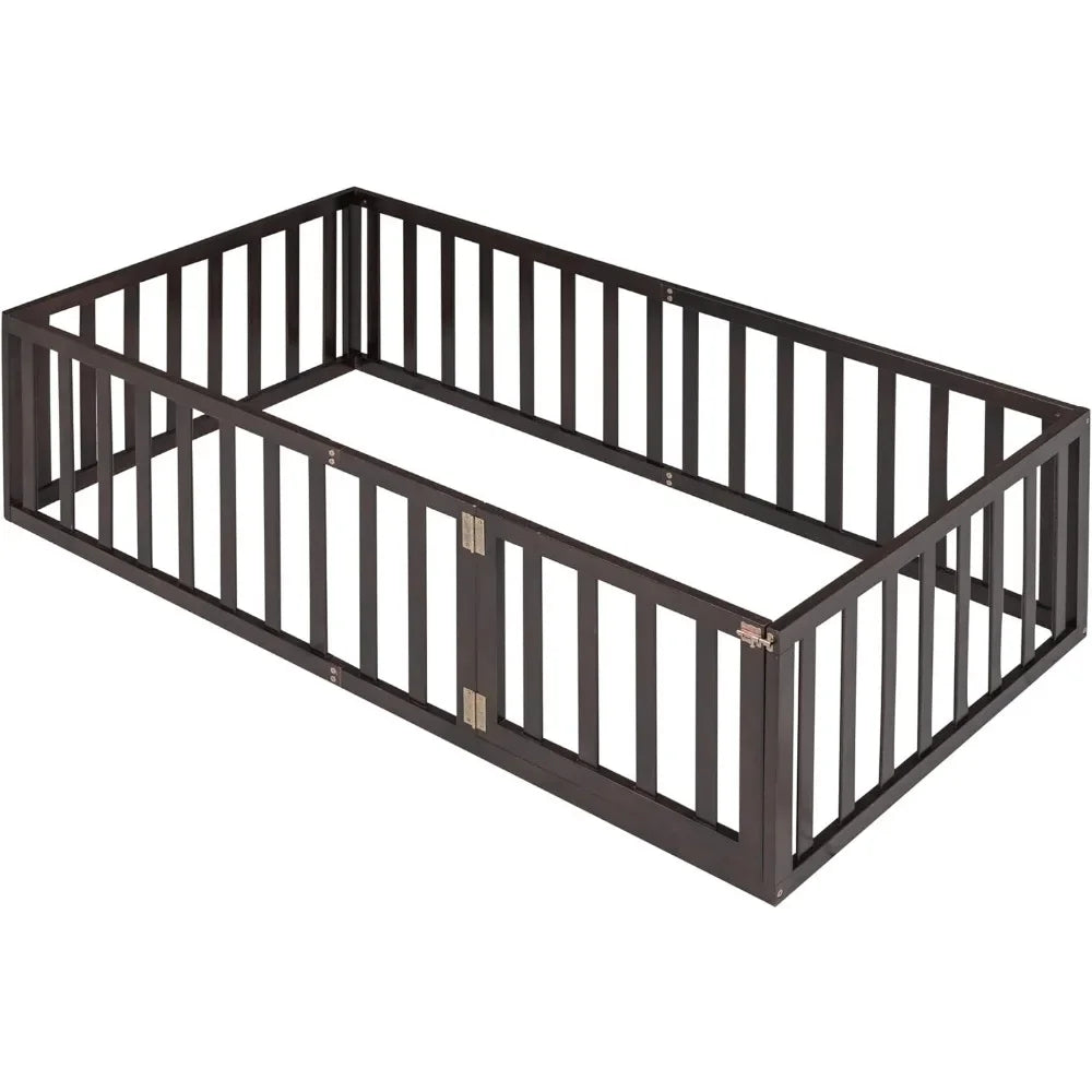 Children's bed with fence and door, noise free