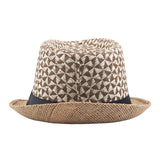 Stitching Color Geometry Shade Men Straw Hat Spring