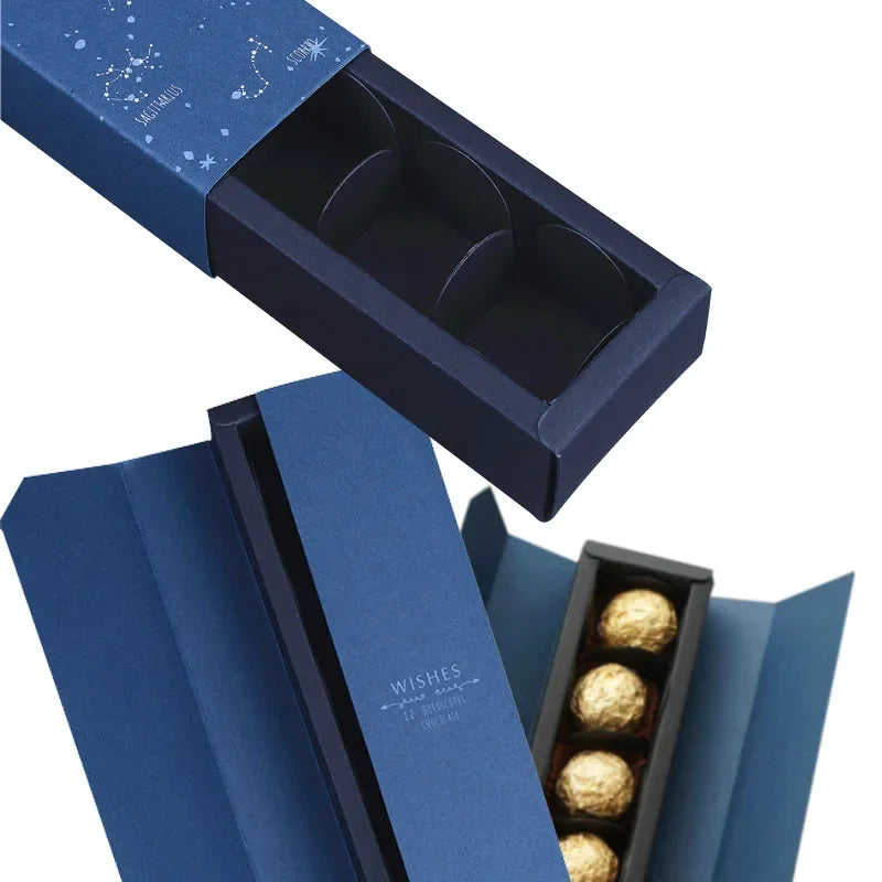 10pcs Blue Chocolate Box Packaging With Insert Dessert