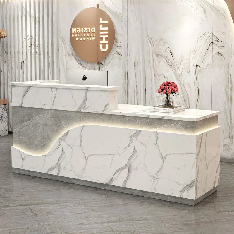 White Light Reception Desks Design Stylish Modern Luxury