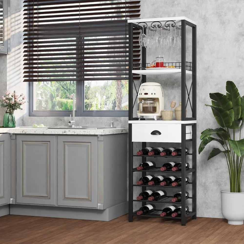 Homeiju Wine Rack Freestanding Floor, Bar Cabinet