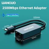 LIANGUO 2500Mbps Ethernet Adapter USB 3.0 Type-C To