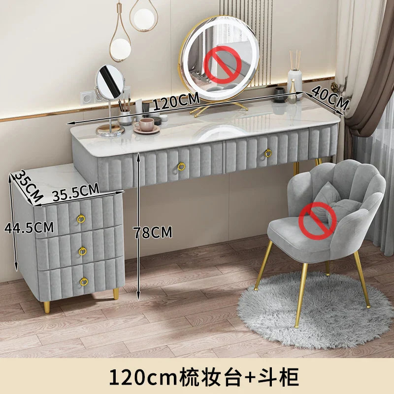 Luxury Nordic Dressing Table Mirror Chair Bedroom LED