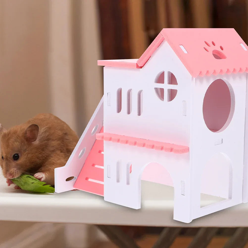 2 Pcs Hamster Double-Deck Villa Small House Rat