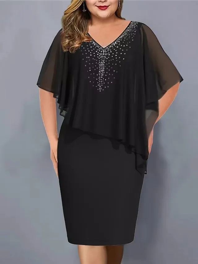 Plus Size Summer Fashion Chiffon Hot Diamond Dress