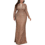 Plus Size Women Party Dresses Fashion Beaded Fishtail