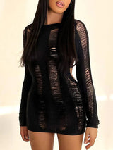 Puloru Sexy Knitted Cutout Short Dress 2022 Spring