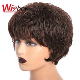 Human Hair Kinky Straight Wig Short Wet And