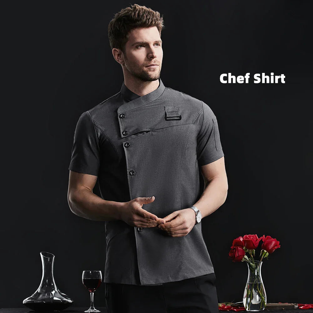 Khaki Chef Uniform Catering Workwear Head Chef Shirts