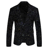 Shiny Gold Sequin Glitter Embellished Blazer Jacket Men