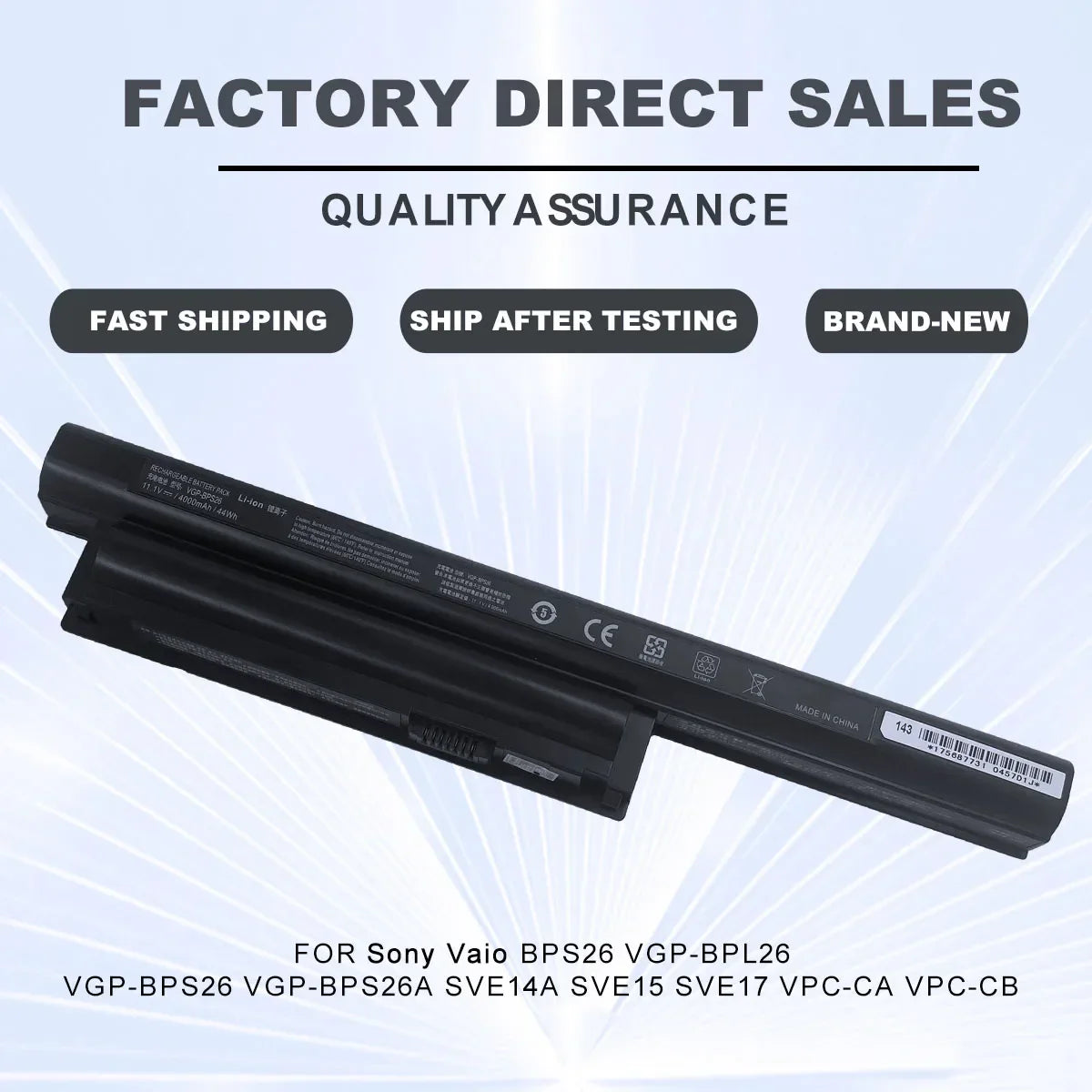 BPS26 Laptop Battery for Sony Vaio VGP-BPL26 VGP-BPS26